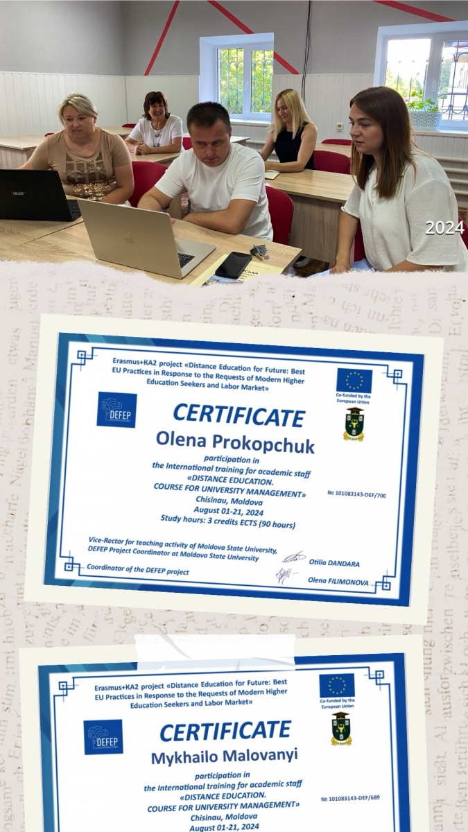 Участь у міжнародному проєкті «Distance education. Course for university management and teachers» у Кишиневі, Молдова